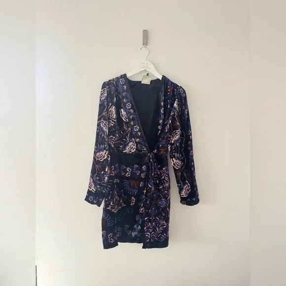 black arabesque mix scarves wrap mini dress FARM Rio Black Arabesque Mix Scarves Wrap Mini Dress, Arabesque Mix Scarves Black / XS